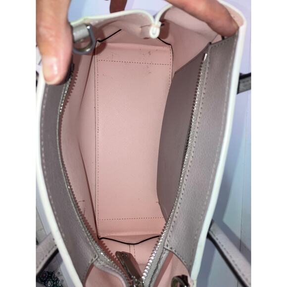 KATE SPADE GRAY PEBBLED LEAHTER WHTIE TRIM SMALL HANDBAG - Picture 15 of 16